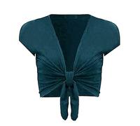 Chemise à manches courtes ouverte sur le devant pour femme Uni, bleu sarcelle, 44-46