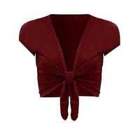 Chemise à manches courtes ouverte sur le devant pour femme Uni, bordeaux, 44-46