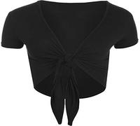 Chemise à manches courtes ouverte sur le devant pour femme Uni, Noir , 40-42
