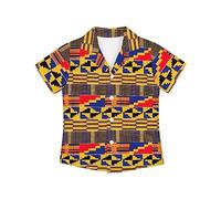Chemise à manches courtes pour garçon - Col boutonné - Manches courtes hawaïennes - Vêtements de plage d'été, Art afro, 11-12 Ans