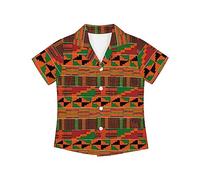 Chemise à manches courtes pour garçon - Col boutonné - Manches courtes hawaïennes - Vêtements de plage d'été, Tribal africain, 9-10 Ans