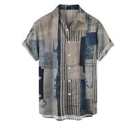 Chemise à manches courtes pour homme - Chemise à manches courtes - Chemise colorée - Manches courtes - Couleur unie - Coupe droite - Chemise d'été décontractée - Imprimé 3D, kaki, 5XL