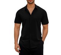 Chemise à manches courtes pour homme - Chemise d'été infroissable à manches courtes - Chemise d'affaires - Respirant - Chemise d'été légère - Chemise d'été décontractée - Chemise de plage décontractée