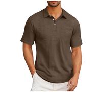 Chemise à manches courtes pour homme - Couleur unie - Col boutonné - Chemise d'été - Coupe droite - Chemise d'affaires tendance - Chemise de tennis décontractée - Confortable - Polo d'extérieur
