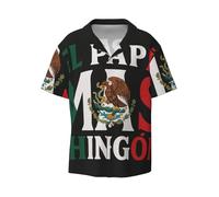 Chemise à manches courtes pour homme imprimée Mexicaine Inspir Chemise décontractée boutonnée pour la plage, l'été, le mariage, Noir , 4XL