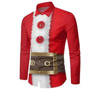 Chemise à manches courtes pour homme L - Chemises de Noël pour hommes en hiver - Manches longues - Boutonnière - Impression complète - Chemises amusantes avec atmosphère spéciale - Chemise à carreaux