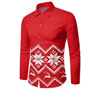 Chemise à manches courtes pour homme L - Chemises de Noël pour hommes en hiver - Manches longues - Boutonnière - Impression complète - Chemises amusantes avec atmosphère spéciale - Chemise à carreaux