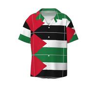 Chemise à manches courtes pour homme Motif drapeau de la Palestine, noir, XX-Large
