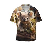 Chemise à manches courtes pour homme Motif Koala mignon Imprimé Koala, noir, Taille 4XL