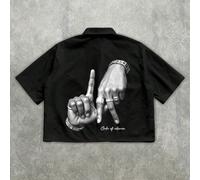 Chemise à manches courtes pour hommes avec imprimé geste lettre LA de style de rue tout-sur-tout L,M,S,XL,XS,XXLAnimal,Portrait,LettresTissu tissé