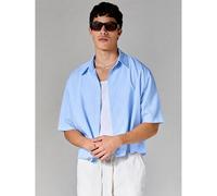 Chemise à manches courtes rayée avec col classique et coupe ample oversize pour l'été L,M,S,XL,XSGéométrique,Rayé,Tout ImpriméTissu tissé