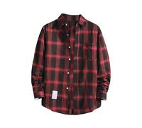 Chemise à manches longues à carreaux pour homme - Coupe droite - Noir - Chemise de loisirs à manches longues vintage - Chemise à carreaux - Chemise de fête - Chemise de loisirs - Chemise d'affaires