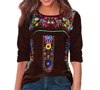 Chemise à manches longues à imprimé Boho pour femmes (L)