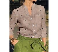 Chemise à manches longues avec boutons et poche à imprimé cœur romantique pour femmes, hauts d'automne et d'hiver L,M,S,XLFruits & légumesPolyester