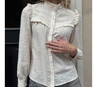 Chemise à manches longues beige brodée de fleurs PariChic L,M,S,XLUnicolorePolyester