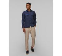 Chemise à Manches Longues Bleu Marine Pour Hommes 120% Lino 32alim19sg-s0025f L