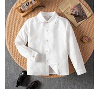 Chemise à manches longues classique, décontractée et confortable en couleur unie, convenant aux écoles, rassemblements, représentations, concours de beauté et autres événements officiels pour garçons 