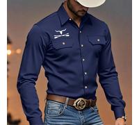 Chemise à manches longues de style cowboy occidental pour hommes, chemises occidentales pour hommes, chemise de cowboy pour hommes, chemise de rodéo pour hommes, chemise Carter de cowboy bleu marine L