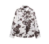 Chemise à manches longues décontractée à boutons devant et imprimé animal L,M,S,XSgraphique,Tout ImpriméPolyester