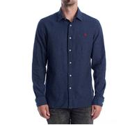 U.s. Polo Assn. - Chemise en lin de style américain classique - Homme - Chemises - Bleu - Taille: L