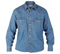 Chemise à manches longues en denim pour homme Duke London King size Effet délavé - gris - XXXX-Large
