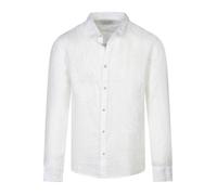 Chemise à manches longues en lin blanche unie avec une coupe droite XL