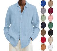 Chemise à manches longues en popeline rayée pour homme - Coupe ample - Pour les loisirs en plein air - Confortable et durable - Pour un usage idéal le week-end - Coupe droite, café, S