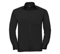 Chemise à manches longues en popeline Russell Collection pour homme (Tour de cou 47cm) (Noir)