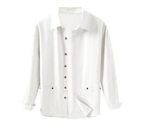 Chemise à manches longues et double poches pour homme - Coupe ample boutonnée - Chemisier de travail décontracté, Chemises blanches à manches longues pour homme, L