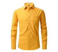 Chemise à manches longues extensible infroissable avec poche pour homme