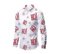 Chemise à Manches Longues Homme NoëL, Tee Shirt Homme Imprimé NoëL Funky-Blouse Travail Christmas Print Classique Haut avec Bouton ExtéRieur EléGant Top Pas Cher Col Revers NoëL Tunique