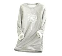 Chemise à manches longues pour femme imprimée couleur unie 2025 décontractée épaisse et polaire chaude près du corps, gris clair, 5XL