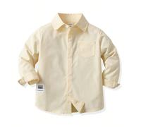 Chemise à manches longues pour garçon, de couleur unie confortable et décontractée, avec un petit logo raffiné. Se porte bien avec un pantalon décontracté. Convient pour le port quotidien décontracté,