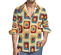 Chemise à manches longues pour homme avec impression 3D rétro des années 70, parfaite pour un style décontracté quotidien (L jaune)