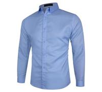 Chemise à manches longues pour homme, coupe ajustée, sans plis, extensible, facile à repasser, couleur unie, coupe étroite