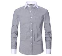 Chemise à manches longues pour homme, printemps et automne, chemise française, robe d'affaires, manches longues, couleur unie, rayures en sergé de pouce, chemisier de bureau, vêtement de travail, doux