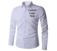 Chemise À Manches Longues pour Hommes, Personnalisée avec Votre Texte, Logo, Haut Surdimensionné Décontracté, Look Unique Color1,M