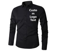 Chemise À Manches Longues pour Hommes, Personnalisée avec Votre Texte, Logo, Haut Surdimensionné Décontracté, Look Unique Color3,3XL