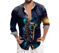 Chemise À Paillettes Homme, Chemise Homme Disco Année 70 À Manches Longues, Imprimée en 3D Numérique, avec Col Et Boutons, Style Carnaval Chemisier Top Soirées À Thème