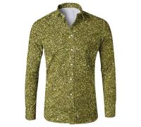 Chemise à paillettes pour homme Dico Shirts Carnaval Must Chemise brillante pour homme avec col à revers imprimé, boutonnière, chemise de fête, tenue des années 80, discothèque, festival de musique
