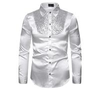 Chemise à Paillettes pour Homme en Satin de Soie Brillante Disco Party Chemise Veste Tops 2025 Nouvelles Chemises Chemise à Paillettes Slim Hauts Classique Chemise Chemise Brillante Manches Longues