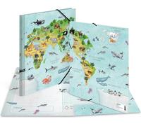 Chemise à rabats HERMA "Animaux carte du monde" Carton DIN A4