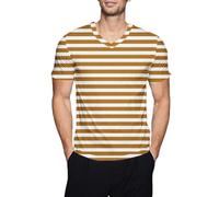 Chemise à rayures à manches courtes et col en V pour homme T-shirts classiques basiques mode été chemise bloc de couleurs 2025 hauts élégants, Z02-kaki, 3XL