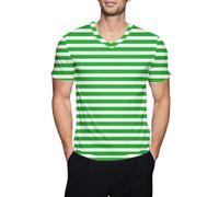 Chemise à rayures à manches courtes et col en V pour homme T-shirts classiques basiques mode été chemise bloc de couleurs 2025 hauts élégants, Z02-vert, 3XL