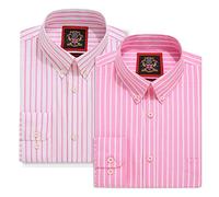 Chemise à rayures Oxford pour homme,Col boutonné,Bureau de travail ou chemises décontractées,La chemise rayée Elizabeth Par Janeo British Apparel. (Vintage Pink, Pack of 2 Shirts, 3XL)