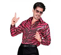 W WIDMANN MILANO – Chemise Party Fashion à paillettes pour homme, rayures zébrées rose