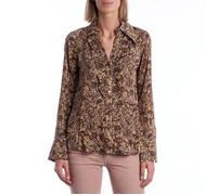 Chemise à volants imprimée pour femme WJCD0501F-Marron à motifs XS