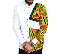 Chemise Africaine Dashiki pour Homme Chemise Col Grand-père à Manches Longues Ethnique