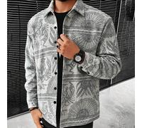 Chemise ample à manches longues beige avec imprimé intégral vintage pour hommes GloMan, style automne/hiver, convient pour le golf, le style business décontracté, les trajets de bureau, les réunions d