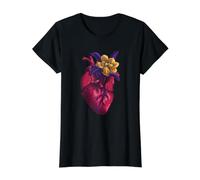 Chemise Anatomique Florale avec cœur Gothique pour infirmière et Amoureux des Fleurs T-Shirt Graphique avec Valeur